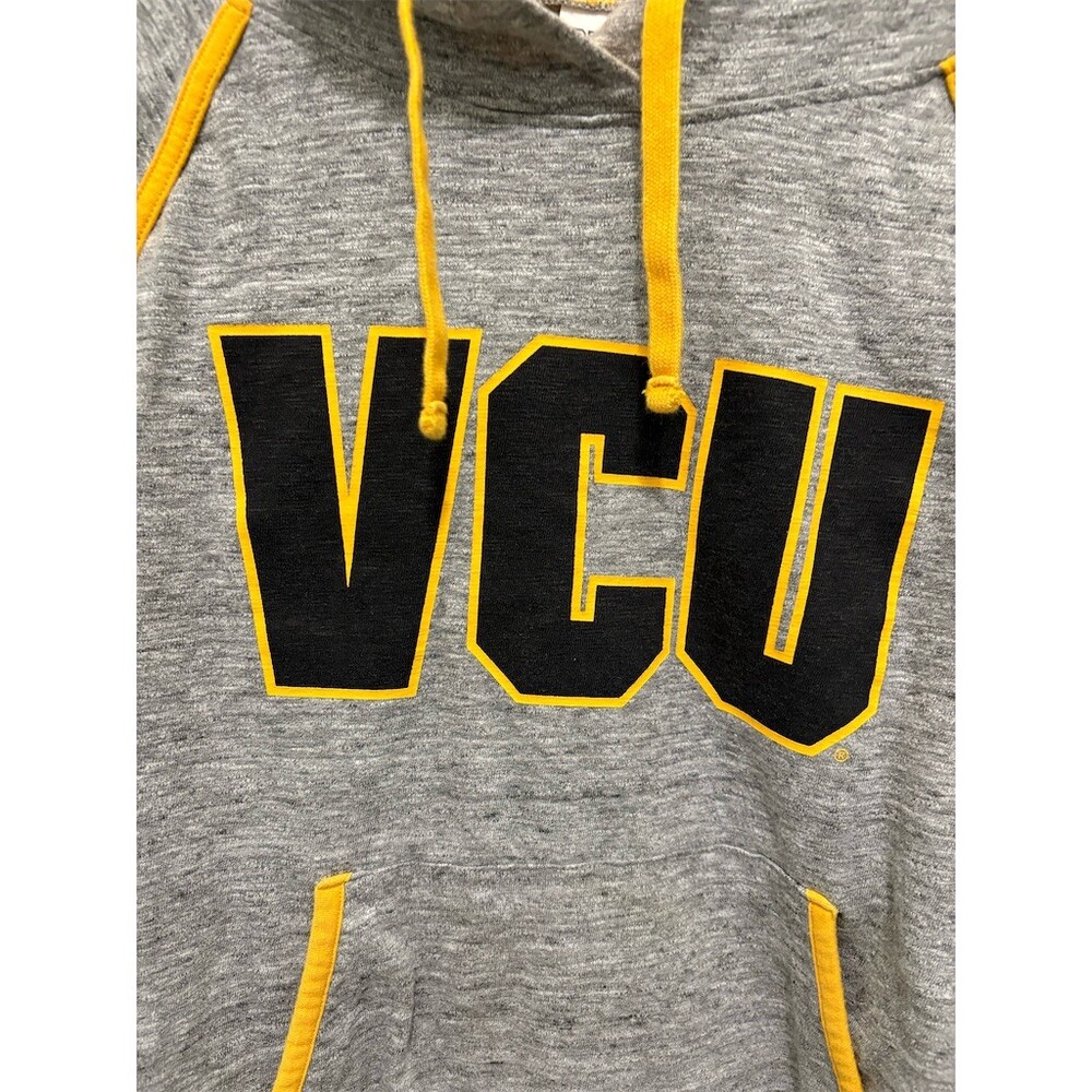 PINK Victoria’s Secret VCU Rams Hoodie Womens Small Heather Gray Yellow - Picture 2 of 9